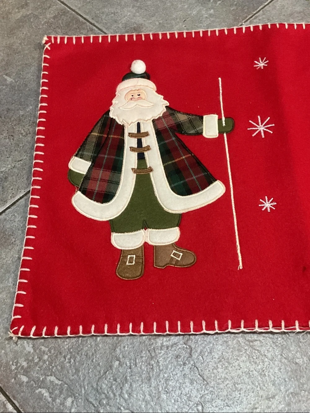 Red Santa Holiday placemats with Plaid Coat set of 4